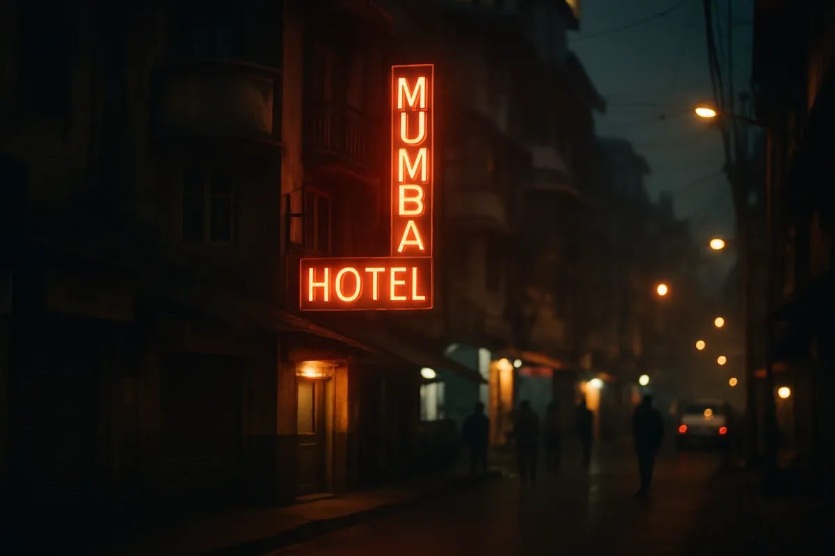 mumbai street scene at night